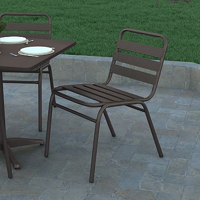 Emma And Oliver 4 Pack Aluminum Commercial Indoor-outdoor Armless Restaurant Stack Chair