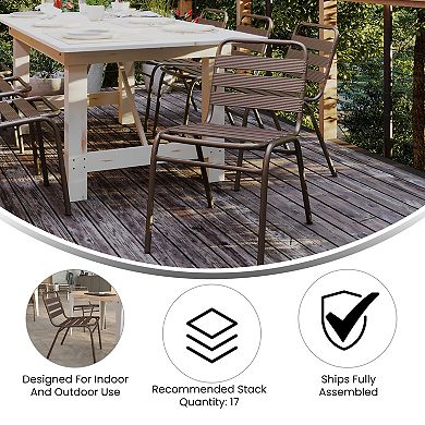 Emma And Oliver 4 Pack Aluminum Commercial Indoor-outdoor Armless Restaurant Stack Chair