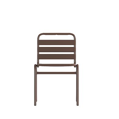 Emma And Oliver 4 Pack Aluminum Commercial Indoor-outdoor Armless Restaurant Stack Chair