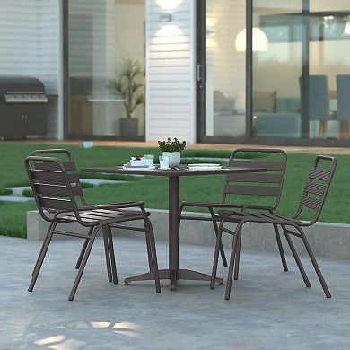 Emma And Oliver 4 Pack Aluminum Commercial Indoor-outdoor Armless Restaurant Stack Chair