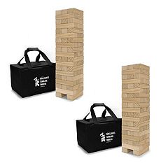 Classic Giant Wooden Blocks Tower Stacking Game, Outdoors Yard Game by Hey!  Play!