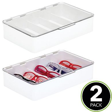 mDesign Plastic Stackable Eyeglass Storage Organizer, 5 Sections - 2 Pack