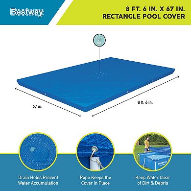 Bestway 58106 Flowclear Pro Rectangular Above Ground Swimming Pool Cover, Blue