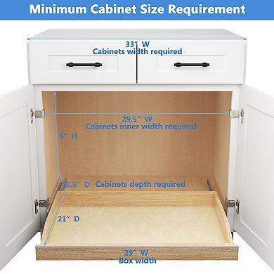 29 in. Wood Cabinet Pull Out Drawer