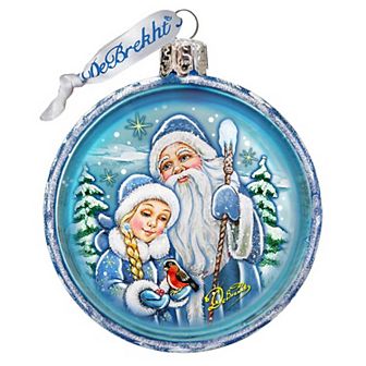 G.Debrekht Santa With a Girl Cut Ball Glass Ornament by G. DeBrekht Christmas Decor - 764-107