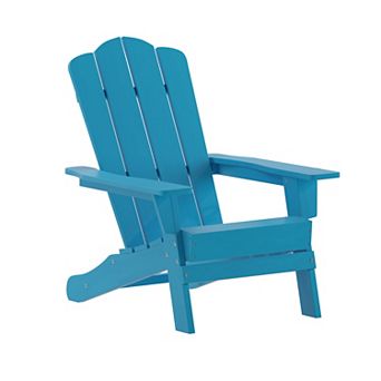 Emma and Oliver Set of 4 All-Weather Adirondack Chairs with Cupholders