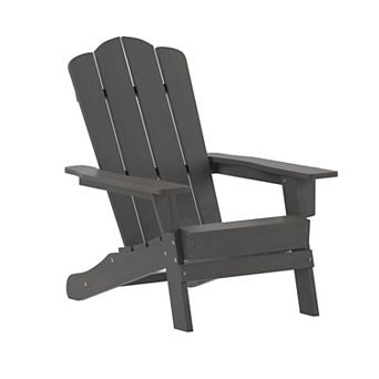 Emma and Oliver Set of 4 All-Weather Adirondack Chairs with Cupholders