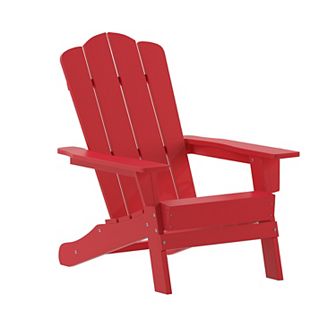 Emma and Oliver Set of 4 All-Weather Adirondack Chairs with Cupholders
