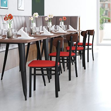 Emma And Oliver Yara Industrial Dining Chair With Rolled Steel Frame And Solid Wood Seat