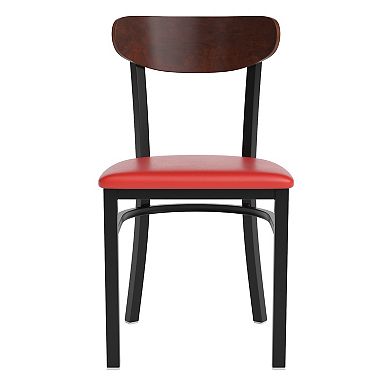 Emma And Oliver Yara Industrial Dining Chair With Rolled Steel Frame And Solid Wood Seat
