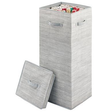mDesign 41" Tall Gift-Wrapping Paper Storage Box with Handles + Removable Lid