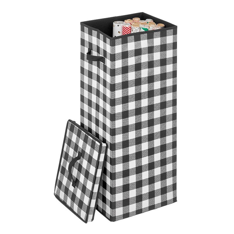 mDesign Long Gift-Wrapping Paper Storage Bag with Handles and Zipper Lid -  Gray