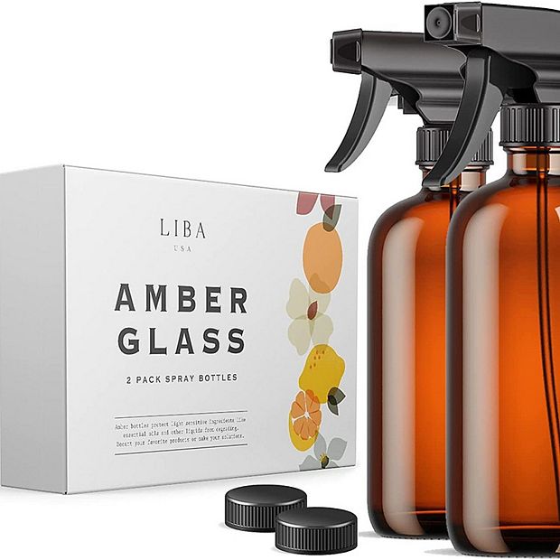 Two (2) 500ml (16oz) Amber Glass Spray Bottles for Homemade Cleaning  Solutions - Domesblissity