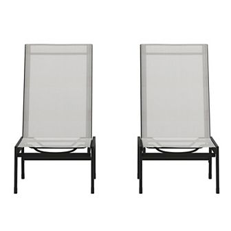 Emma and Oliver Braelin Set of 2 Textilene Adjustable 5 Position Patio Chaise Lounge and Metal Frame