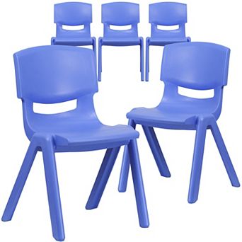 Emma and Oliver 5 Pack Plastic Stackable School Chair with 15.5'' Seat Height