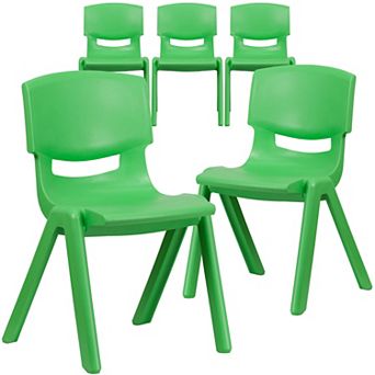 Emma and Oliver 5 Pack Plastic Stackable School Chair with 15.5'' Seat Height