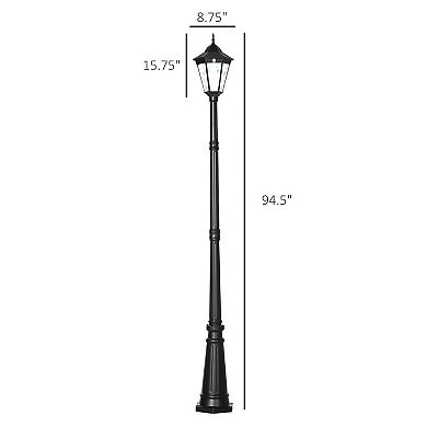 94.5" Solar Lamp Post Light With Auto Sensor Control Black