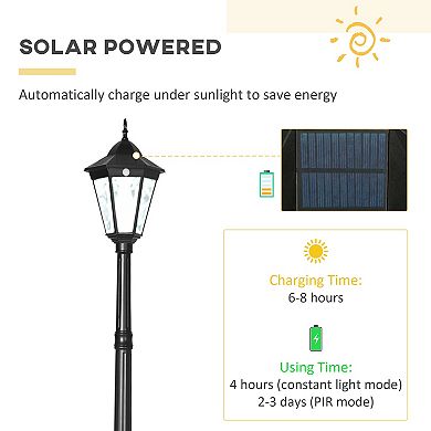 94.5" Solar Lamp Post Light With Auto Sensor Control Black