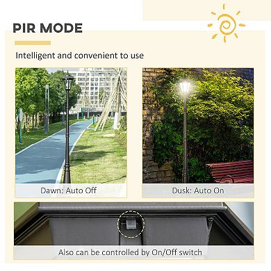 94.5" Solar Lamp Post Light With Auto Sensor Control Black