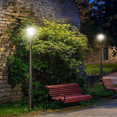 94.5" Solar Lamp Post Light With Auto Sensor Control Black