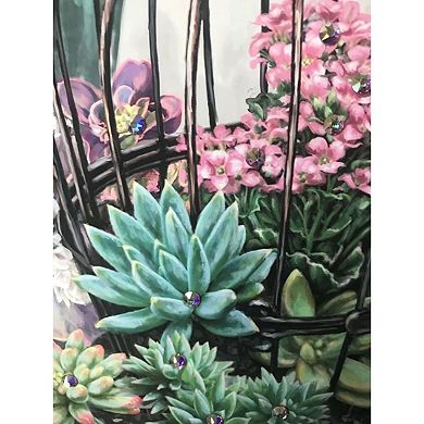 Green and Pink Succulent Garden Pizazz Print Framed Wall Decor 10" x 10"