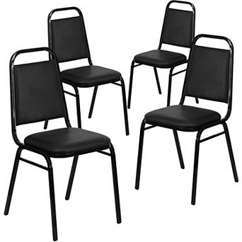 Emma And Oliver 4 Pack Trapezoidal Back Stacking Banquet Chair