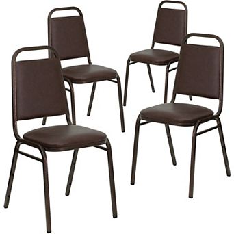 Emma And Oliver 4 Pack Trapezoidal Back Stacking Banquet Chair