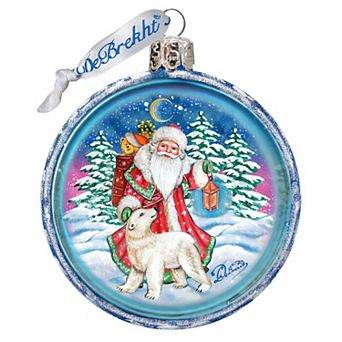 G.Debrekht Santa With Polar Bear Cut Ball Glass Ornament by G. DeBrekht Christmas Decor - 764-028