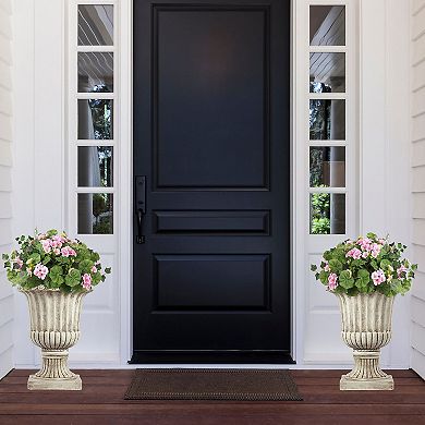 24" Wide Artificial Pink Wild Geranium Urn Filler with Adjustable Height (Set of 2)