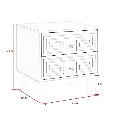 Clarice Side Table Greek Key Lacquer-Finish