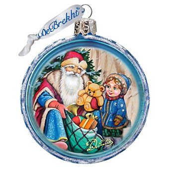 G.Debrekht Santa Gift Cut Ball Glass Christmas Ornament by G. DeBrekht Christmas Decor - 764-024