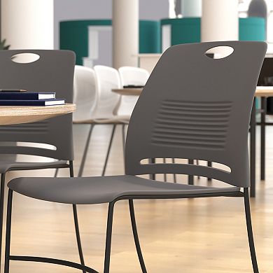 Emma and Oliver Arcana Series Heavy Duty 660 lb. Capacity Ergonomic Polypropylene Stack Chair with Perforated Back and Steel Sled Base