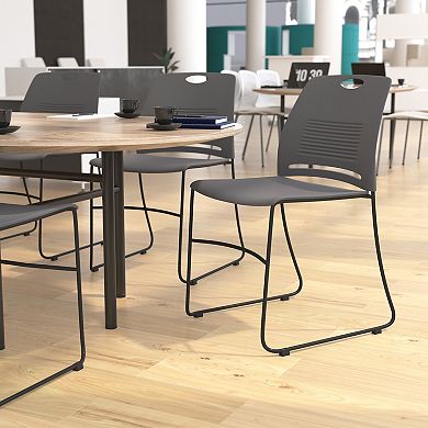 Emma and Oliver Arcana Series Heavy Duty 660 lb. Capacity Ergonomic Polypropylene Stack Chair with Perforated Back and Steel Sled Base