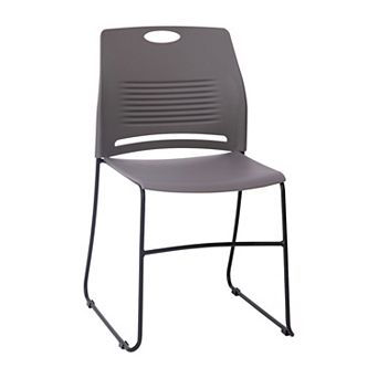Emma and Oliver Arcana Series Heavy Duty 660 lb. Capacity Ergonomic Polypropylene Stack Chair with Perforated Back and Steel Sled Base