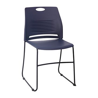 Emma and Oliver Arcana Series Heavy Duty 660 lb. Capacity Ergonomic Polypropylene Stack Chair with Perforated Back and Steel Sled Base