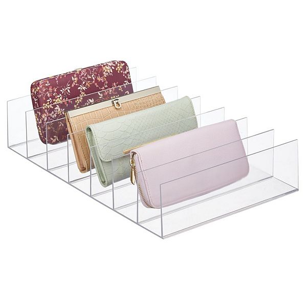 mDesign Plastic Divided Clutch Purse Organizer for Closets, 7 Sections