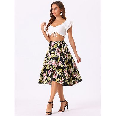 Women's Floral Boho Midi Wrap Skirt