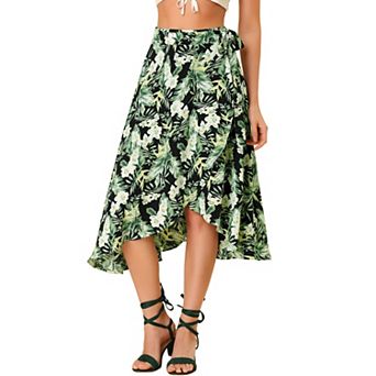 Women's Floral Boho Midi Wrap Skirt