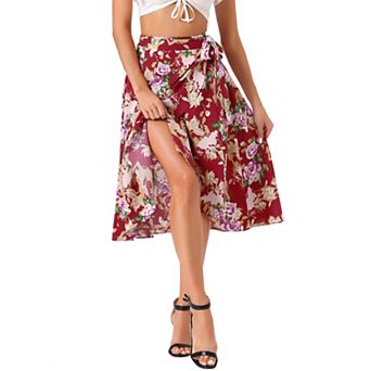 Women's Floral Boho Midi Wrap Skirt