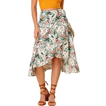 Women's Floral Boho Midi Wrap Skirt