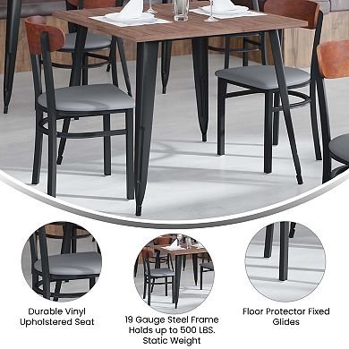 Emma And Oliver Yara Industrial Dining Chair With Rolled Steel Frame And Solid Wood Seat