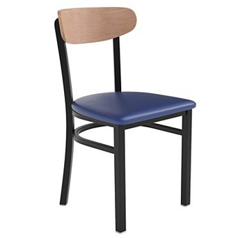 Emma And Oliver Yara Industrial Dining Chair With Rolled Steel Frame And Solid Wood Seat
