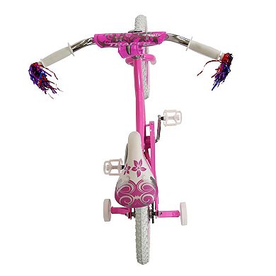 TRACER Avery 16 Inch Hi-Ten Steel Framed Kids Bicycle w/ Training Wheels, Pink
