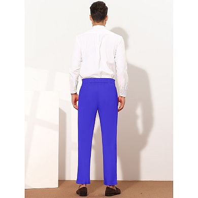 Men's Slim Fit Trousers Flat Front Solid Color Skinny Business Pants