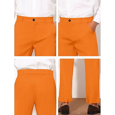 Men's Slim Fit Trousers Flat Front Solid Color Skinny Business Pants