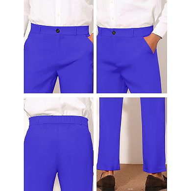 Men's Slim Fit Trousers Flat Front Solid Color Skinny Business Pants