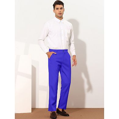 Men's Slim Fit Trousers Flat Front Solid Color Skinny Business Pants