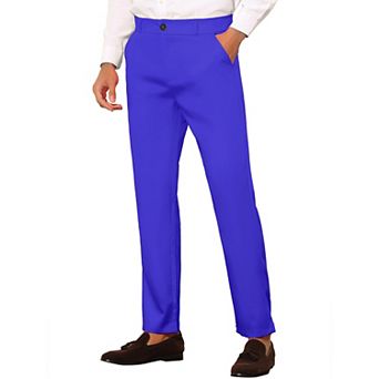 Men's Slim Fit Trousers Flat Front Solid Color Skinny Business Pants