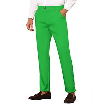 Men's Slim Fit Trousers Flat Front Solid Color Skinny Business Pants