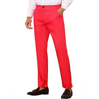 Men's Slim Fit Trousers Flat Front Solid Color Skinny Business Pants